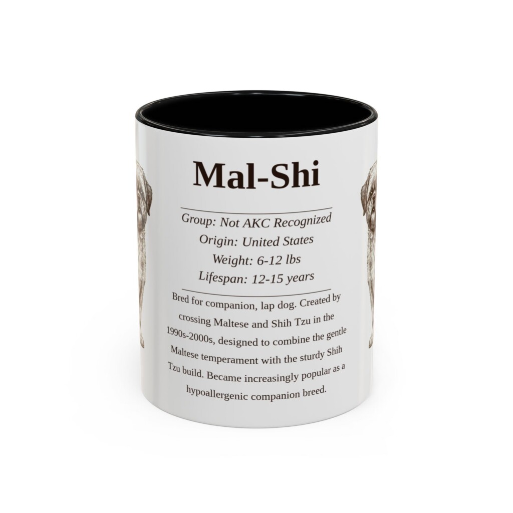 17189708343553741255_2048.jpeg 11oz Mal-Shi Mug, Illustrated Dog Breed Facts Coffee Mug, Vintage Dog Keepsake Gift