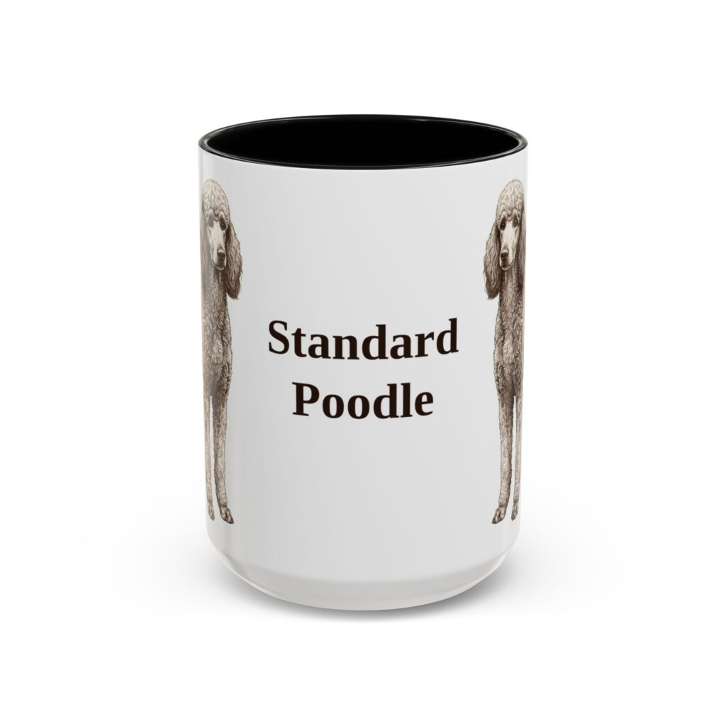 15oz Standard Poodle Mug, Vintage Dog Portrait Coffee Mug, Dog Lover Gift