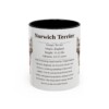 11oz Norwich Terrier Mug, Illustrated Dog Breed Facts Coffee Mug, Vintage Dog Keepsake Gift