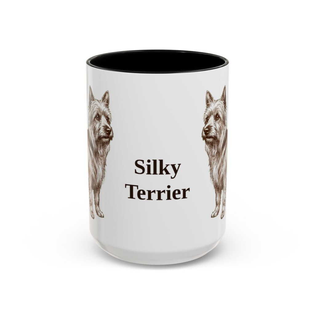 15oz Silky Terrier Mug, Vintage Dog Portrait Coffee Mug, Dog Lover Gift