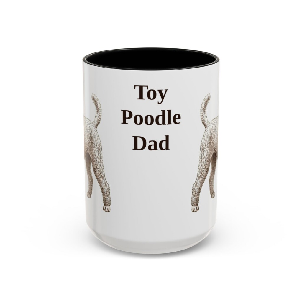 15oz Toy Poodle Dog Dad Mug, Vintage Sketch Coffee Mug, Dog Dad Gift