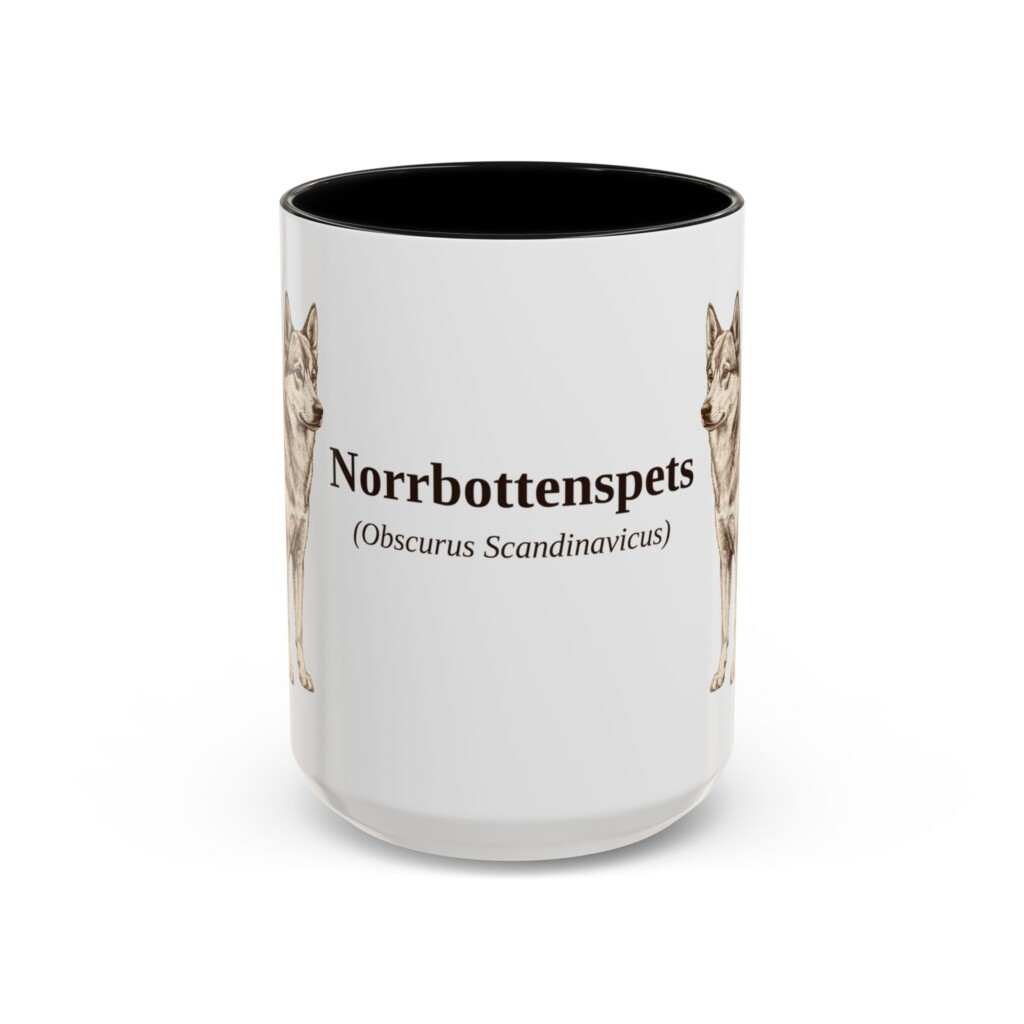 15oz Norrbottenspets Latin Mug, Vintage Dog Coffee Mug, Dog Lover Gift