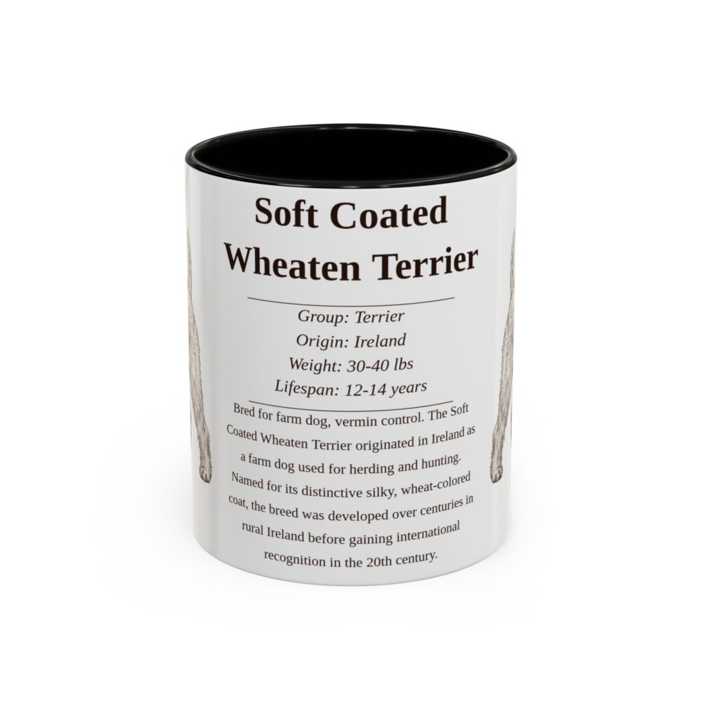 11oz Soft Coated Wheaten Terrier Mug, Illustrated Dog Breed Facts Coffee Mug, Vintage Dog Keepsake Gift
