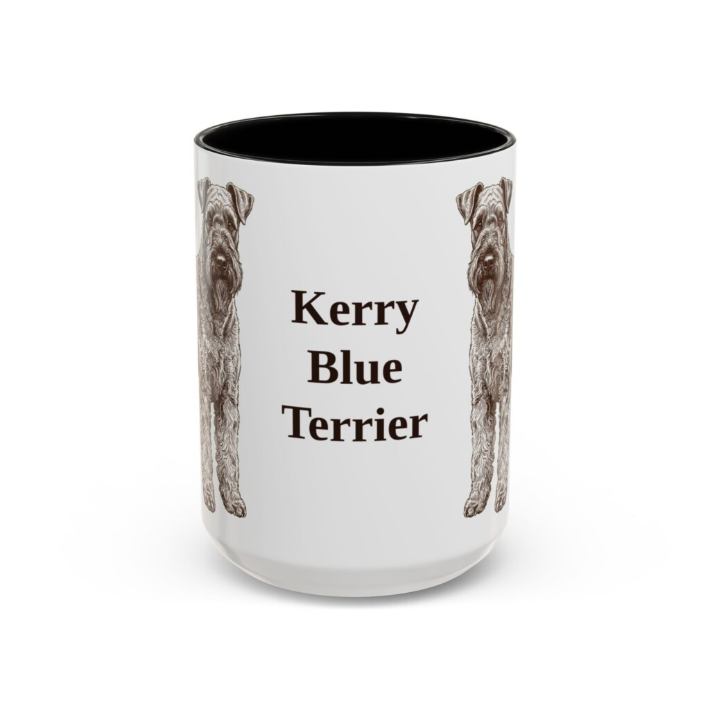 15oz Kerry Blue Terrier Mug, Vintage Dog Portrait Coffee Mug, Dog Lover Gift