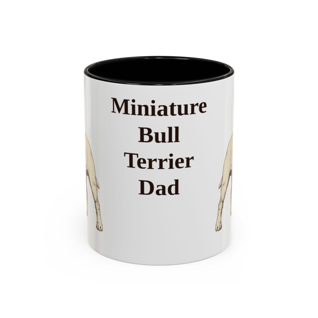 11oz Miniature Bull Terrier Dog Dad Mug, Vintage Sketch Coffee Mug, Dog Dad Gift