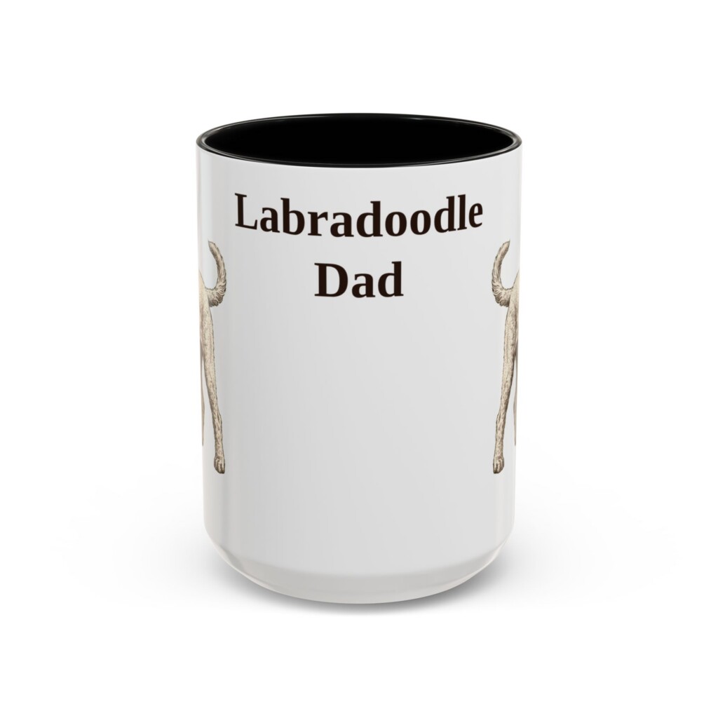15oz Labradoodle Dog Dad Mug, Vintage Sketch Coffee Mug, Dog Dad Gift