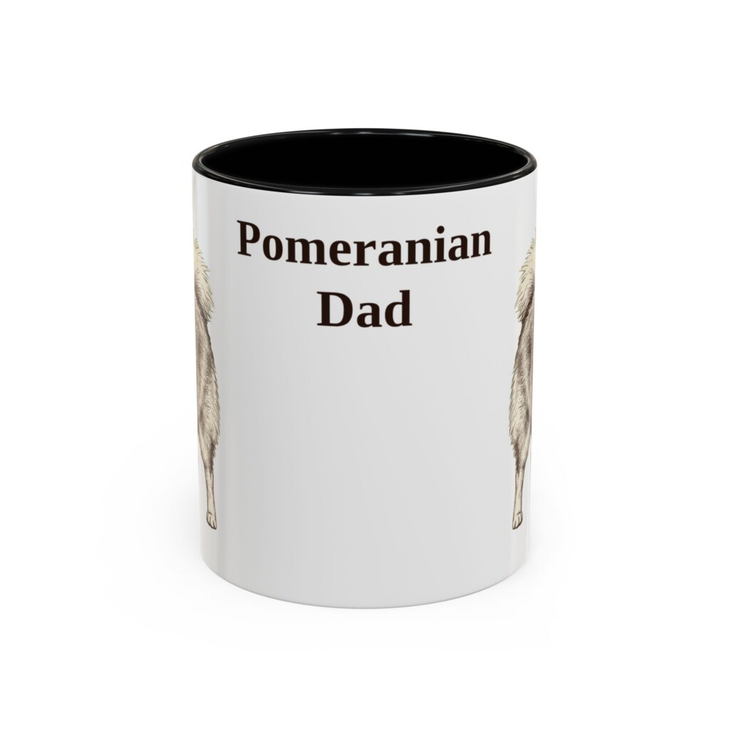 11oz Pomeranian Dog Dad Mug, Vintage Sketch Coffee Mug, Dog Dad Gift