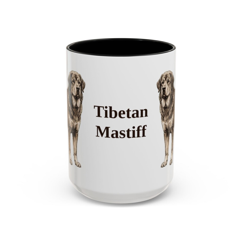 17702060068407349471_2048.jpeg 15oz Tibetan Mastiff Mug, Vintage Dog Portrait Coffee Mug, Dog Lover Gift