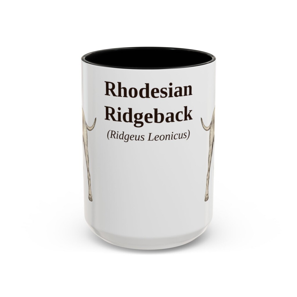 15oz Rhodesian Ridgeback Latin Mug, Vintage Dog Coffee Mug, Dog Lover Gift
