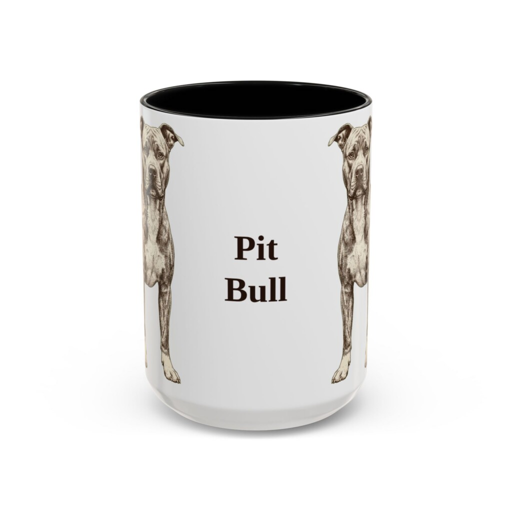 17859365776535141938_2048.jpeg 15oz Pit Bull Mug, Vintage Dog Portrait Coffee Mug, Dog Lover Gift