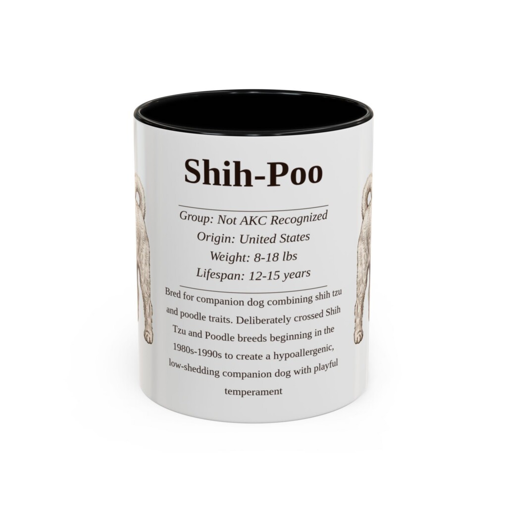 11oz Shih-Poo Mug, Illustrated Dog Breed Facts Coffee Mug, Vintage Dog Keepsake Gift
