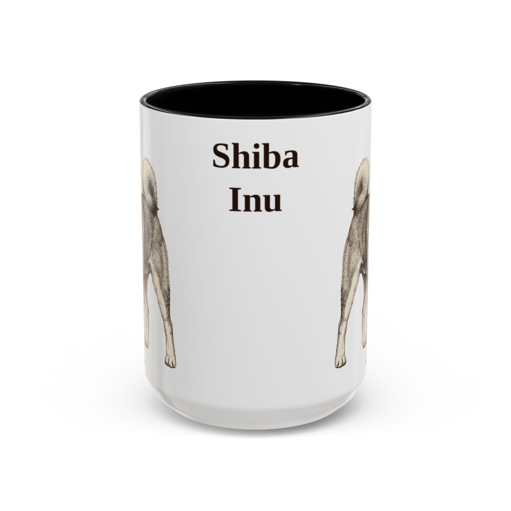 15oz Shiba Inu Mug, Vintage Dog Portrait Coffee Mug, Dog Lover Gift
