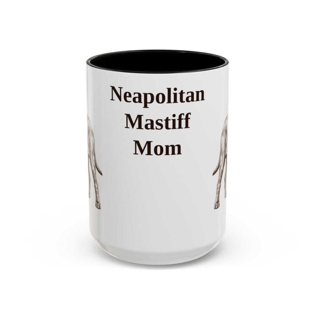 15oz Neapolitan Mastiff Dog Mom Mug, Vintage Sketch Coffee Mug, Dog Mom Gift
