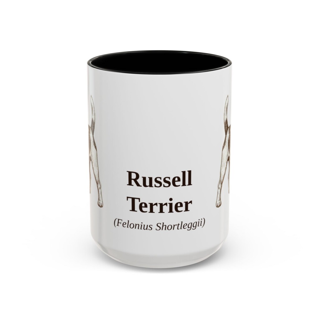15oz Russell Terrier Latin Mug, Vintage Dog Coffee Mug, Dog Lover Gift