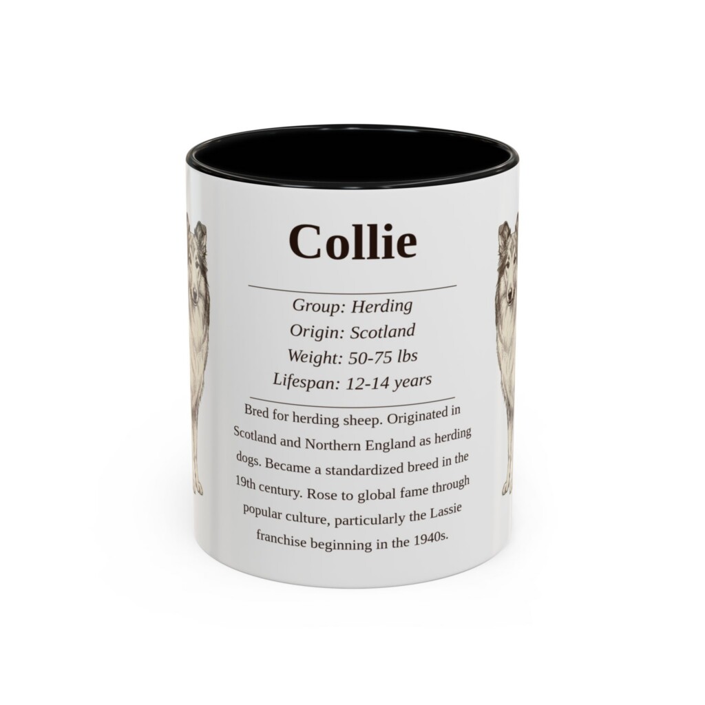 11oz Collie Mug, Black, front view