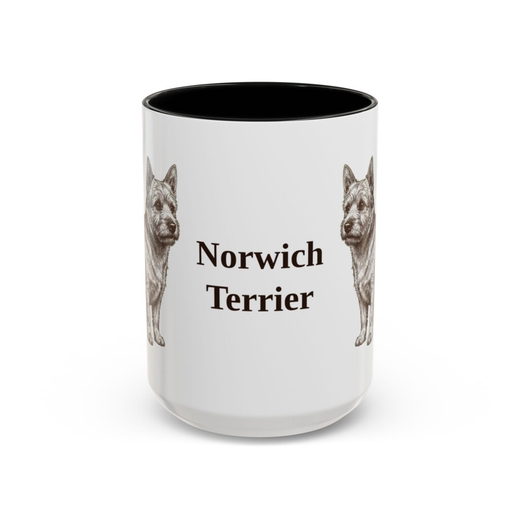 15oz Norwich Terrier Mug, Vintage Dog Portrait Coffee Mug, Dog Lover Gift