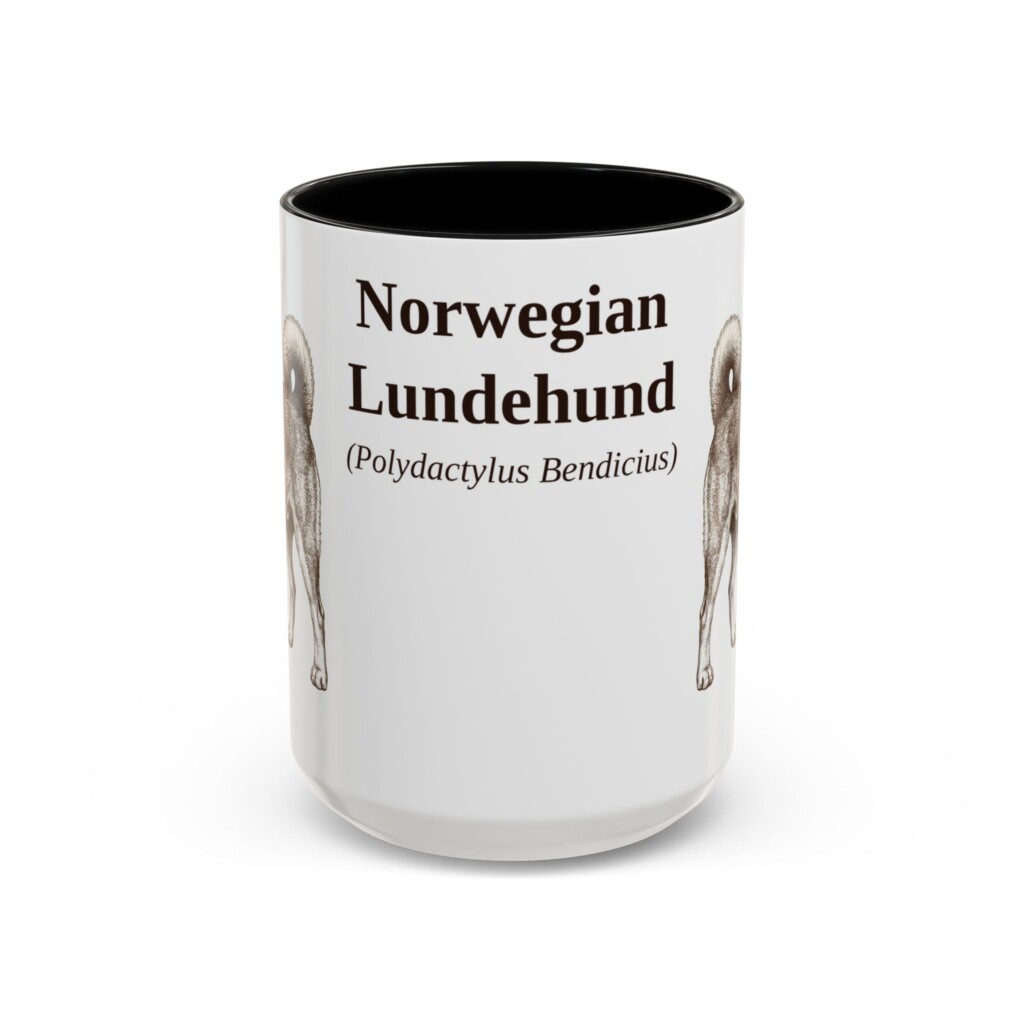 15oz Norwegian Lundehund Latin Mug, Vintage Dog Coffee Mug, Dog Lover Gift