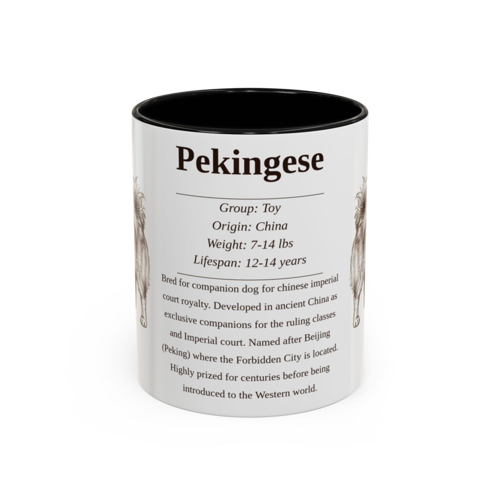 11oz Pekingese Mug, Illustrated Dog Breed Facts Coffee Mug, Vintage Dog Keepsake Gift