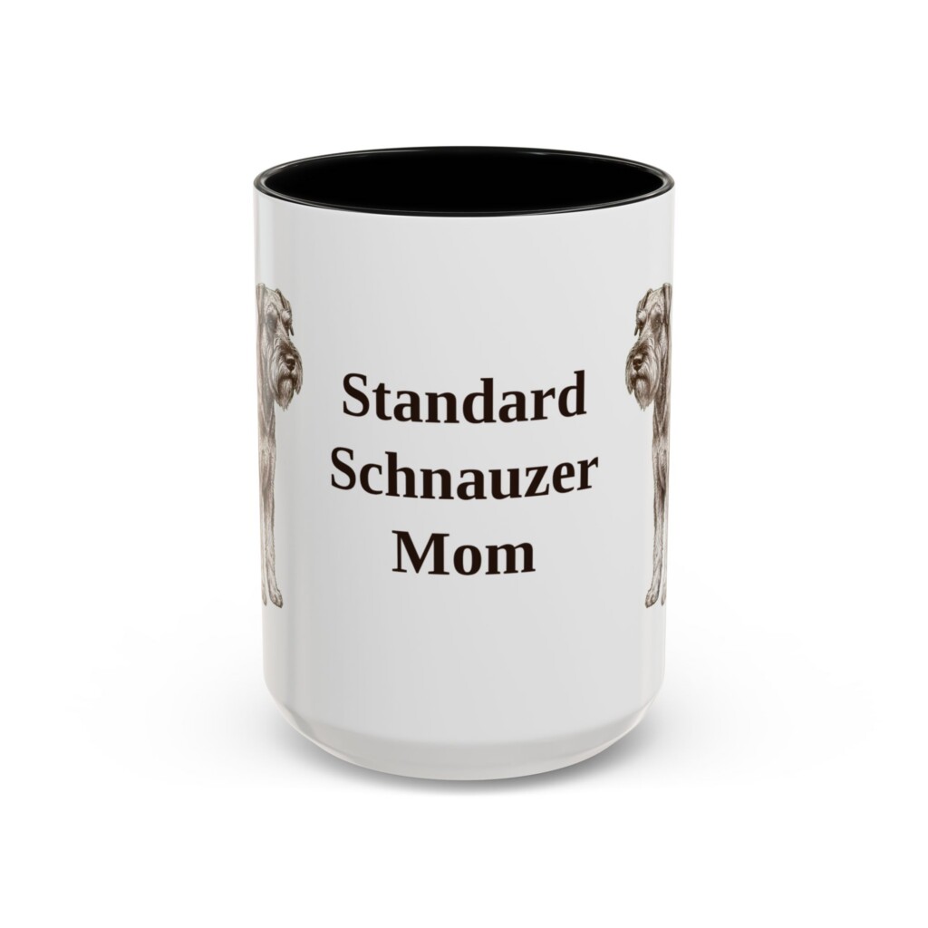 15oz Standard Schnauzer Dog Mom Mug, Vintage Sketch Coffee Mug, Dog Mom Gift