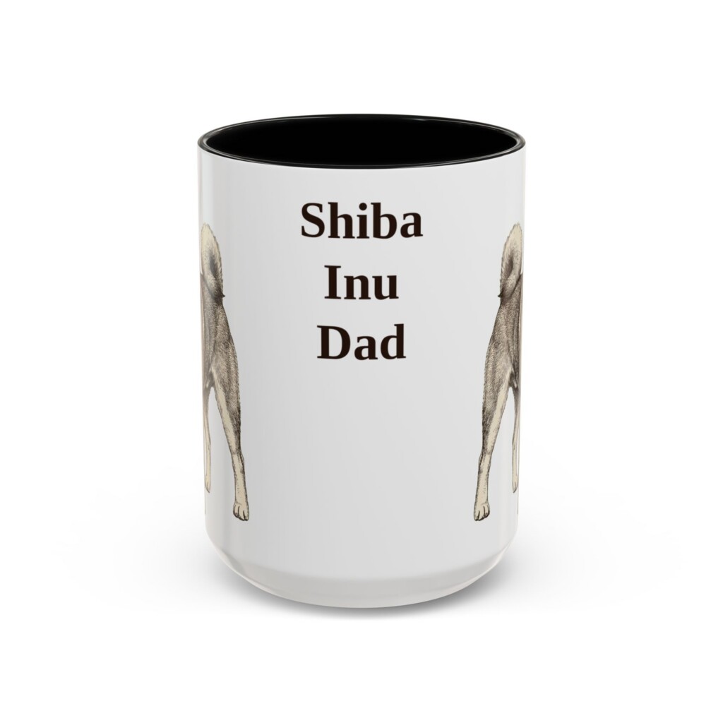 15oz Shiba Inu Dog Dad Mug, Vintage Sketch Coffee Mug, Dog Dad Gift