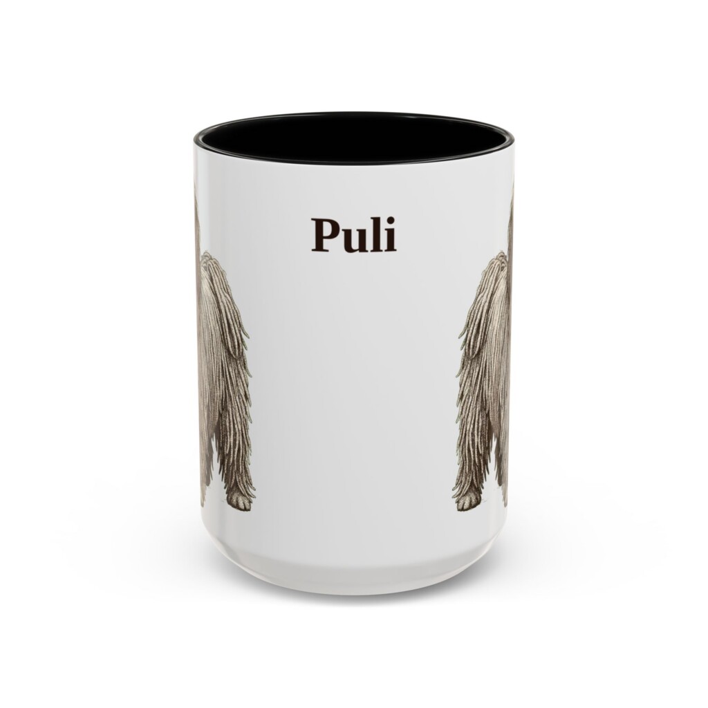 15oz Puli Mug, Vintage Dog Portrait Coffee Mug, Dog Lover Gift