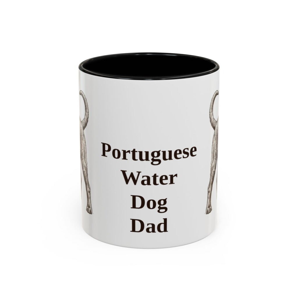 11oz Portuguese Water Dog Dog Dad Mug, Vintage Sketch Coffee Mug, Dog Dad Gift