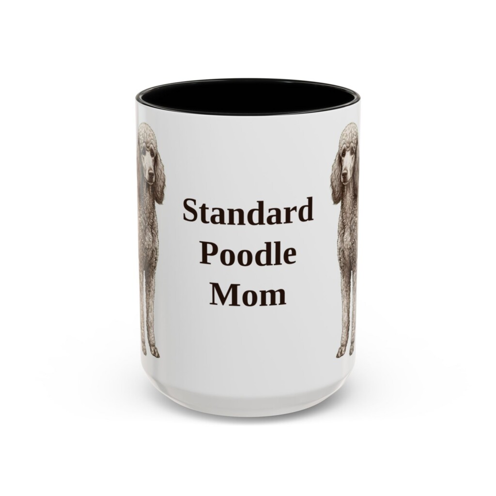 15oz Standard Poodle Dog Mom Mug, Vintage Sketch Coffee Mug, Dog Mom Gift