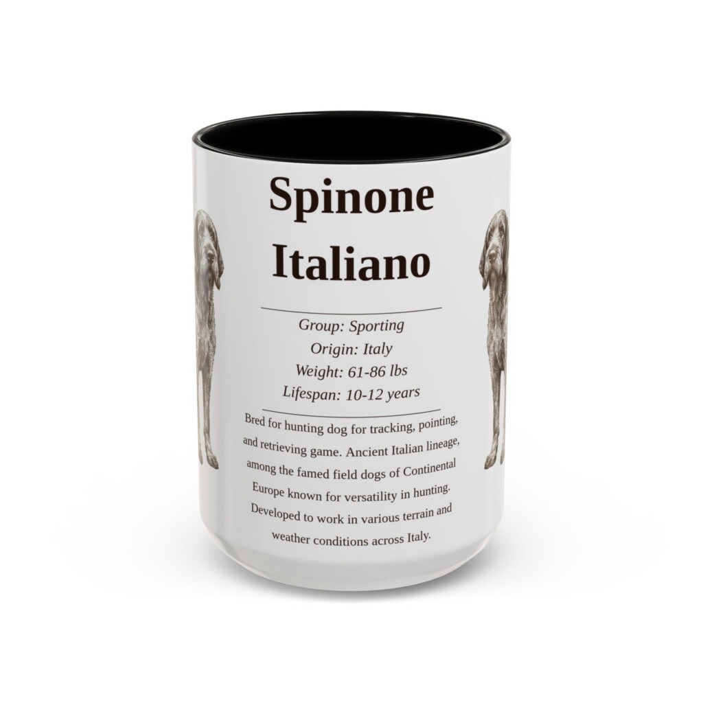 15oz Spinone Italiano Mug, Illustrated Dog Breed Facts Coffee Mug, Vintage Dog Keepsake Gift
