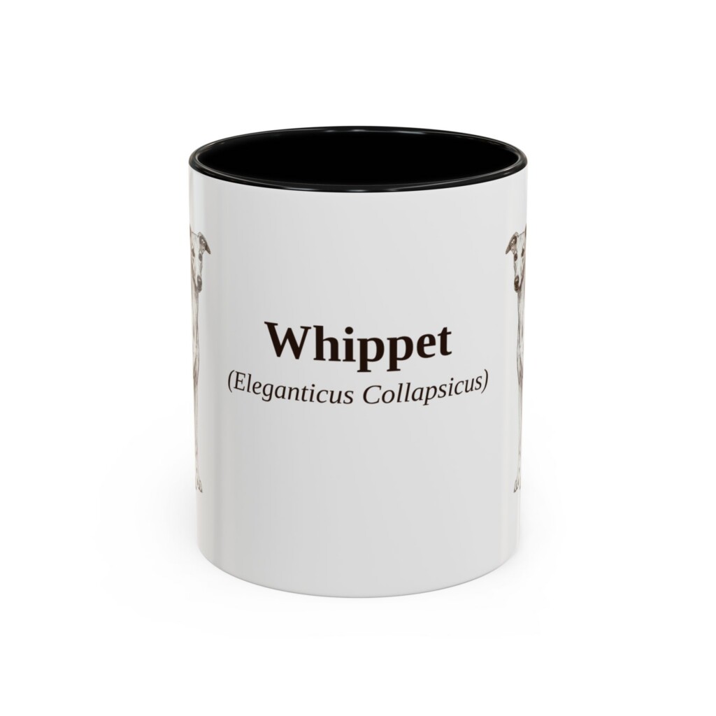 11oz Whippet Latin Mug, Vintage Dog Coffee Mug, Dog Lover Gift