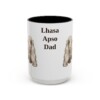 15oz Lhasa Apso Dog Dad Mug, Vintage Sketch Coffee Mug, Dog Dad Gift