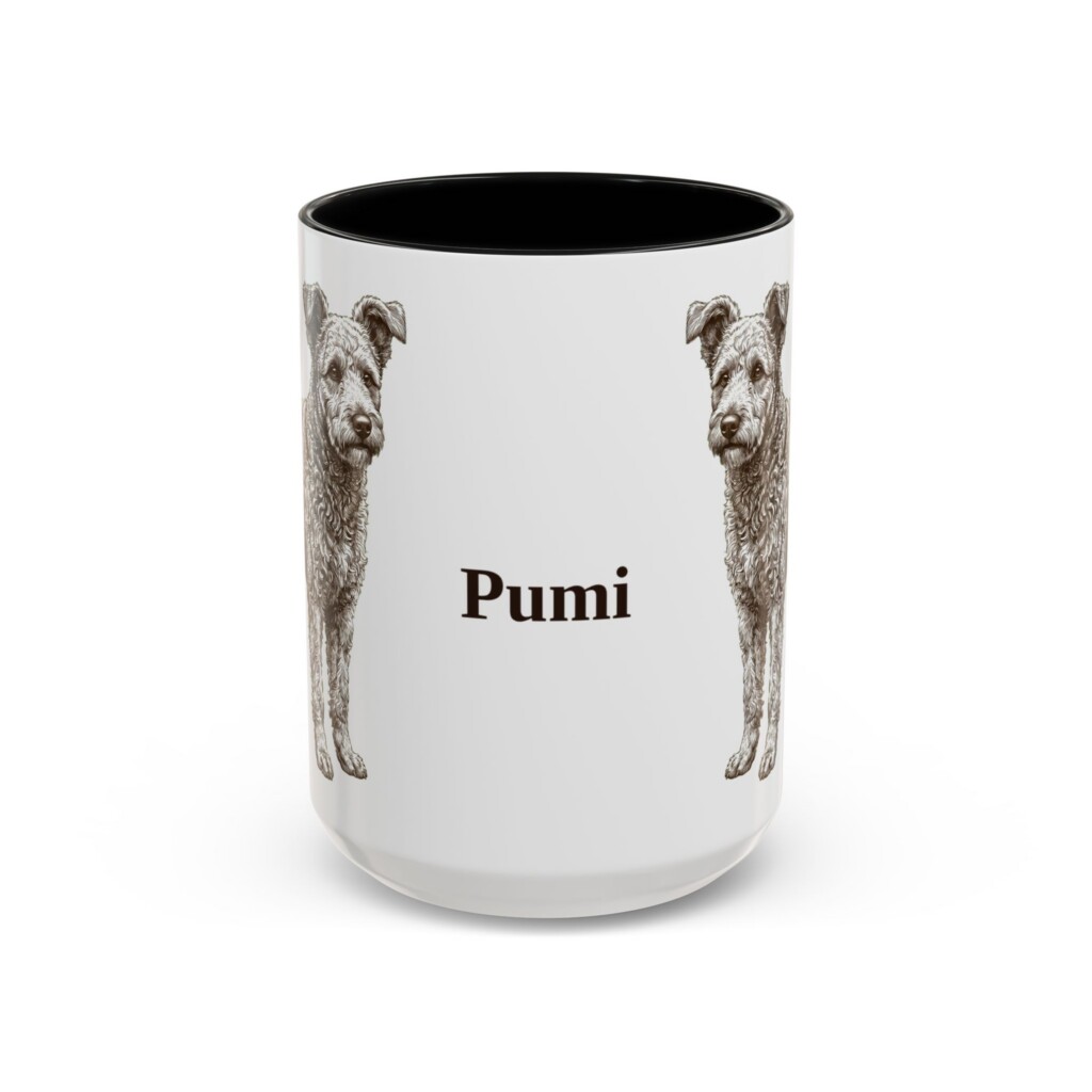 15oz Pumi Mug, Vintage Dog Portrait Coffee Mug, Dog Lover Gift