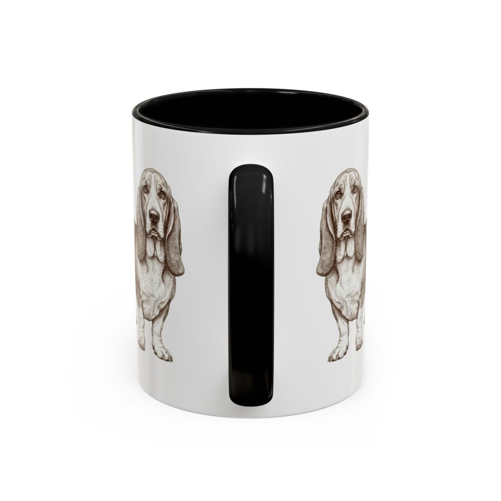 11oz Basset Hound Mug, Black, back view