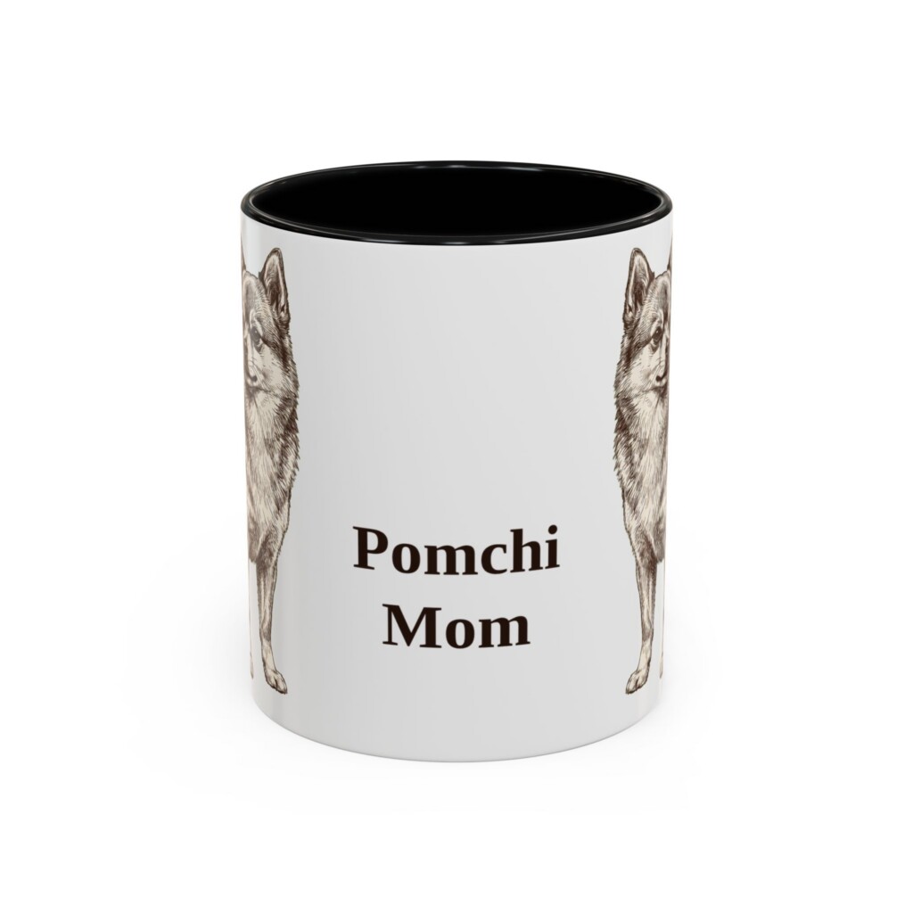 11oz Pomchi Dog Mom Mug, Vintage Sketch Coffee Mug, Dog Mom Gift