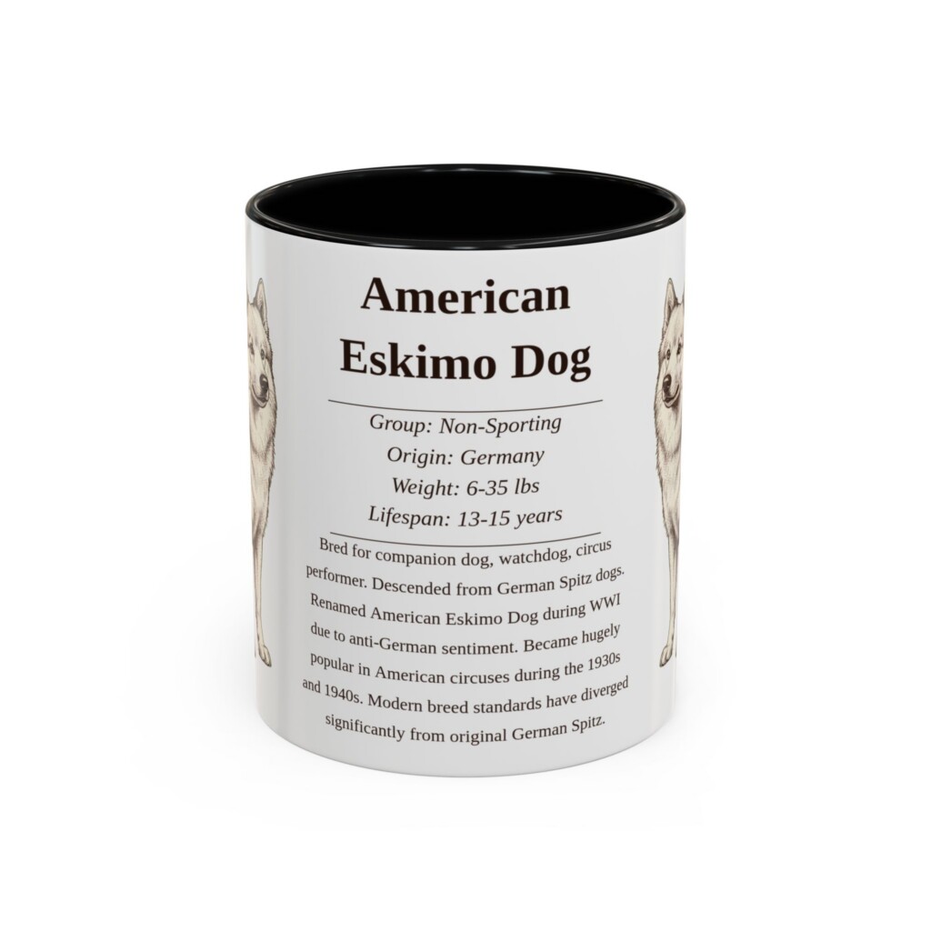 11oz American Eskimo Dog Mug, Black, front view
