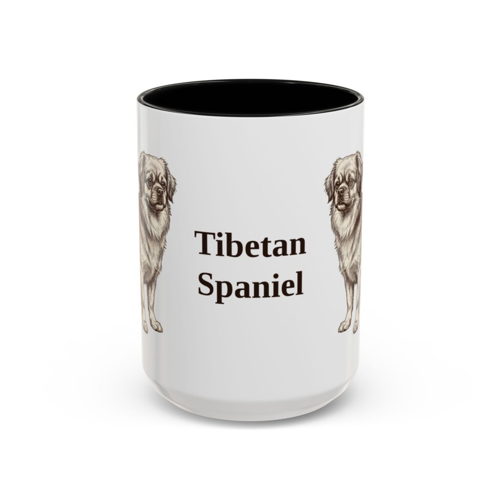 15oz Tibetan Spaniel Mug, Vintage Dog Portrait Coffee Mug, Dog Lover Gift