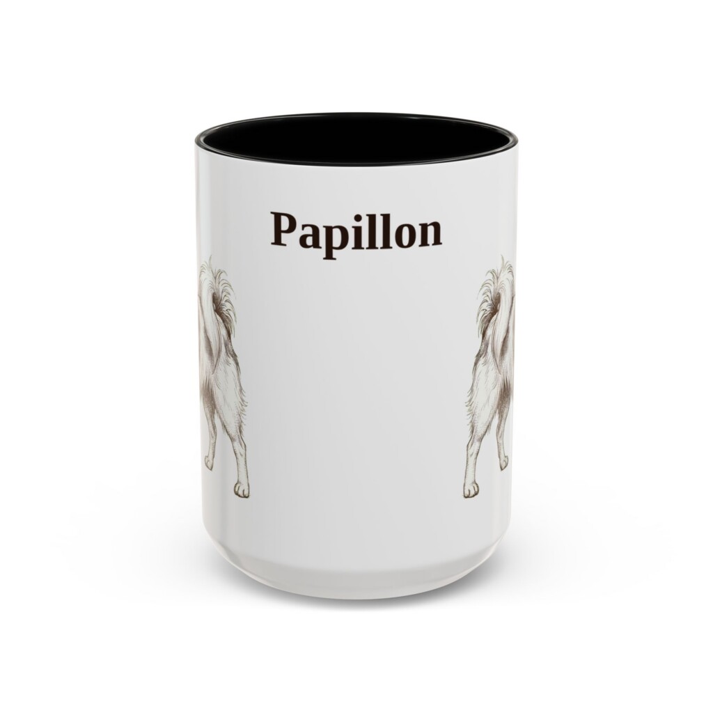 15oz Papillon Mug, Vintage Dog Portrait Coffee Mug, Dog Lover Gift