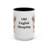 15oz Old English Sheepdog Mug, Vintage Dog Portrait Coffee Mug, Dog Lover Gift
