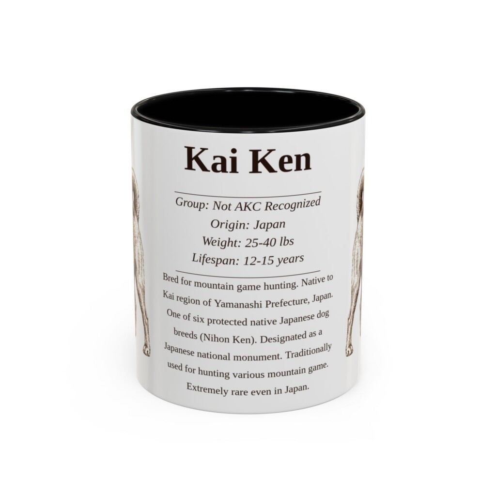 11oz Kai Ken Mug, Illustrated Dog Breed Facts Coffee Mug, Vintage Dog Keepsake Gift