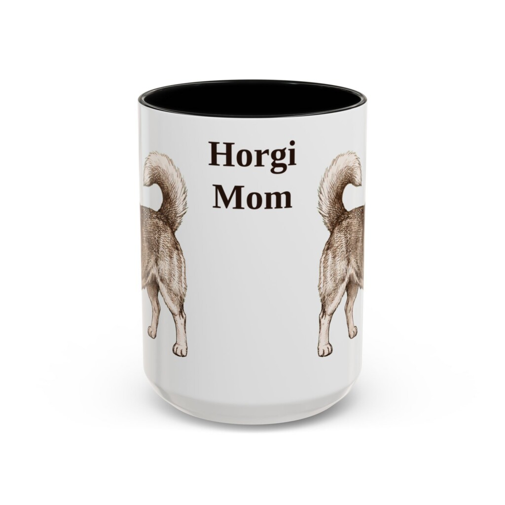 15oz Horgi Dog Mom Mug, Vintage Sketch Coffee Mug, Dog Mom Gift