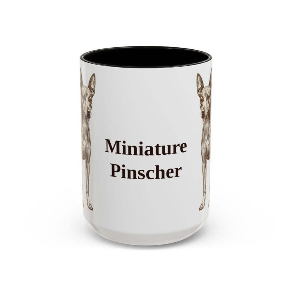 15oz Miniature Pinscher Mug, Vintage Dog Portrait Coffee Mug, Dog Lover Gift