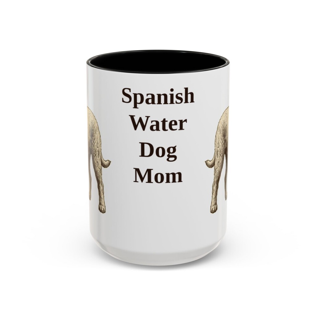 15oz Spanish Water Dog Dog Mom Mug, Vintage Sketch Coffee Mug, Dog Mom Gift