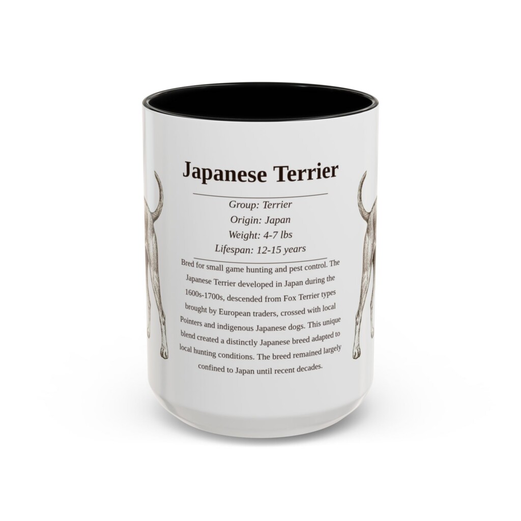 2338876106584496209_2048.jpeg 15oz Japanese Terrier Mug, Illustrated Dog Breed Facts Coffee Mug, Vintage Dog Keepsake Gift