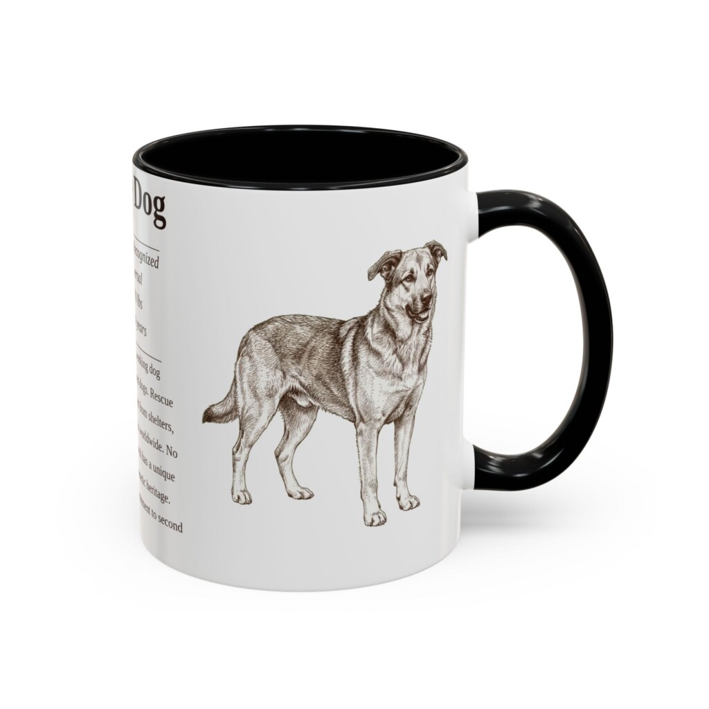 11oz Rescue Dog Mug, Illustrated Dog Breed Facts Coffee Mug, Vintage Dog Keepsake Gift