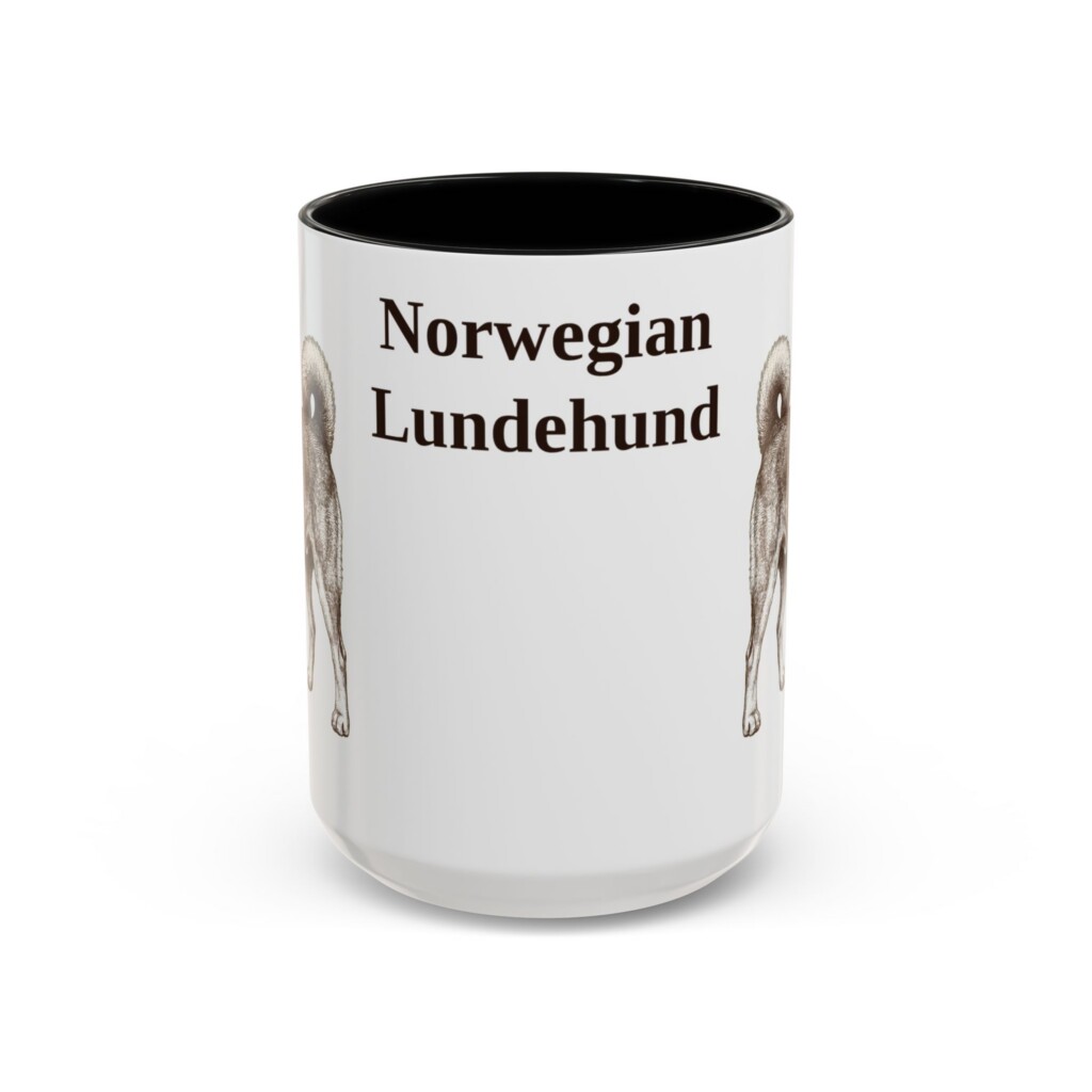 15oz Norwegian Lundehund Mug, Vintage Dog Portrait Coffee Mug, Dog Lover Gift