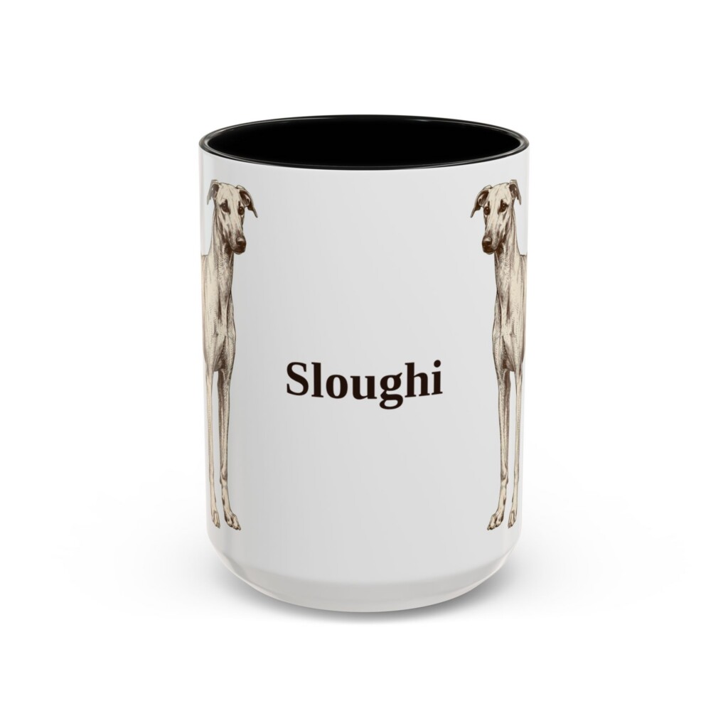 15oz Sloughi Mug, Vintage Dog Portrait Coffee Mug, Dog Lover Gift