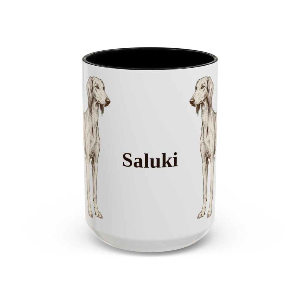 15oz Saluki Mug, Vintage Dog Portrait Coffee Mug, Dog Lover Gift