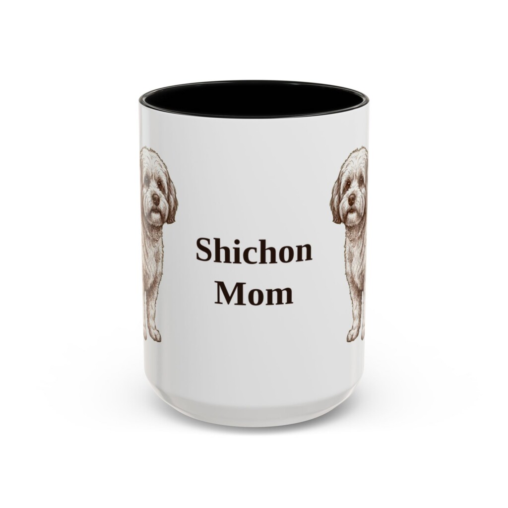 15oz Shichon Dog Mom Mug, Vintage Sketch Coffee Mug, Dog Mom Gift