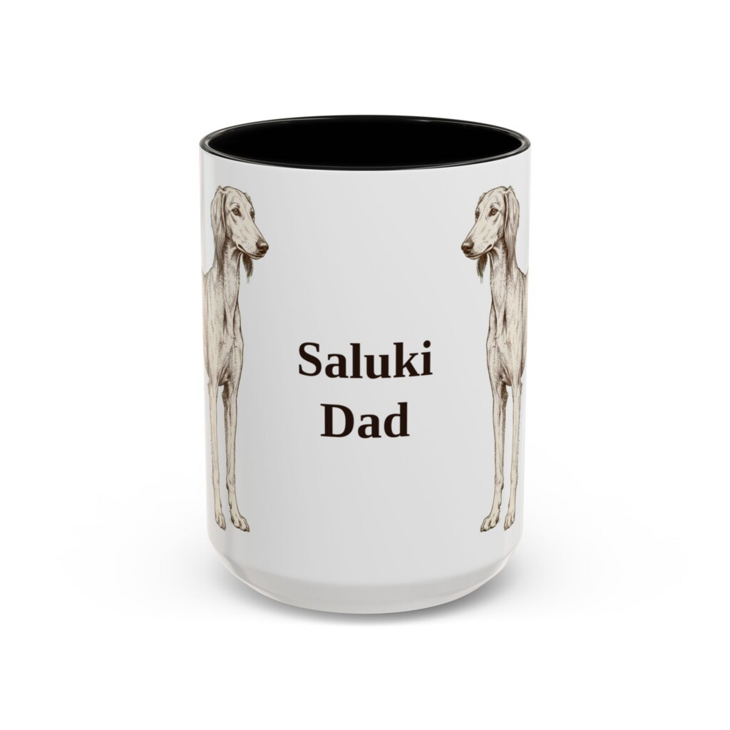 15oz Saluki Dog Dad Mug, Vintage Sketch Coffee Mug, Dog Dad Gift