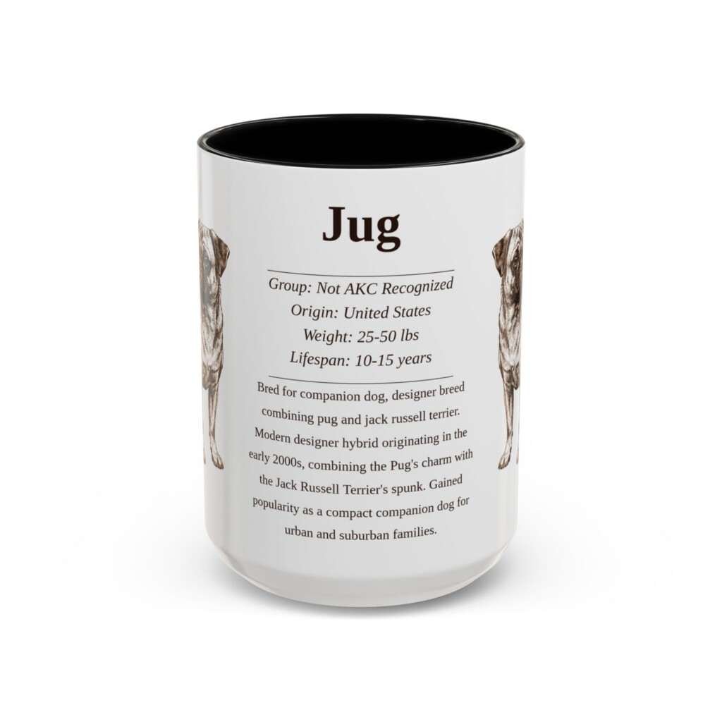 15oz Jug Mug, Illustrated Dog Breed Facts Coffee Mug, Vintage Dog Keepsake Gift