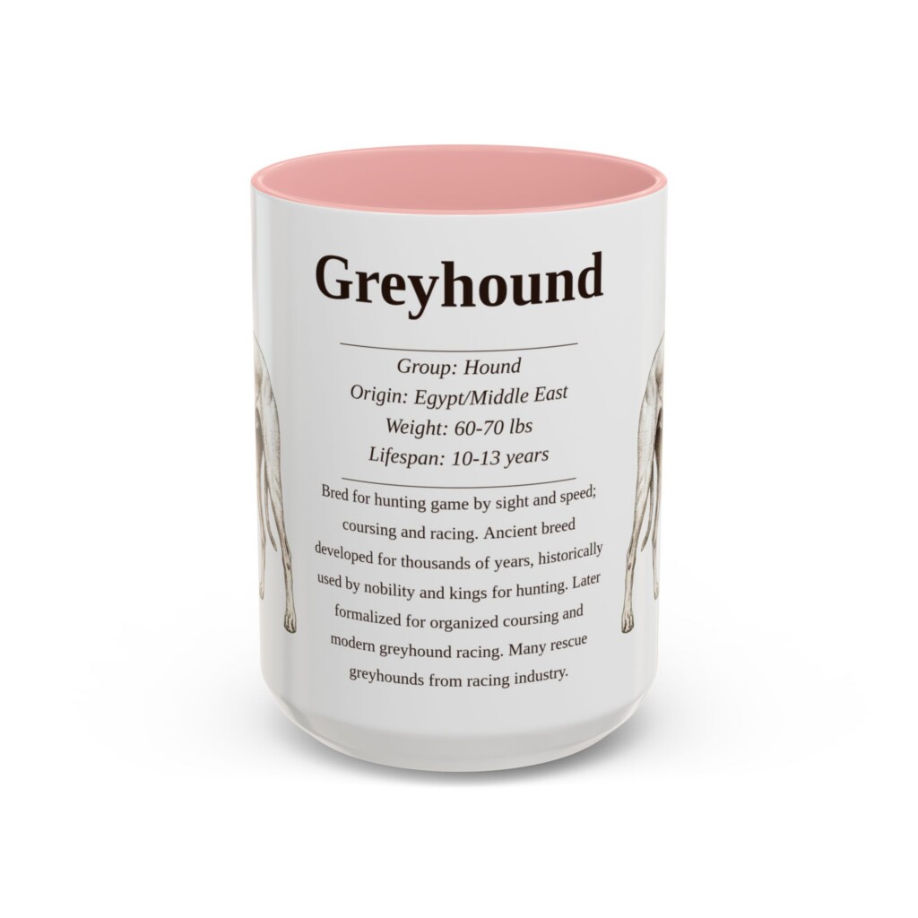 15oz Greyhound Mug, Yellow, front view